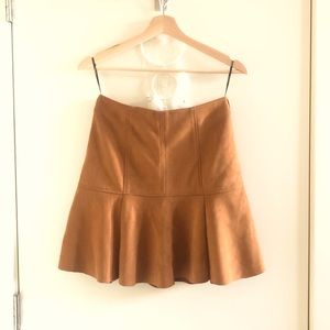 Classic Suede Miniskirt- a ruffle along the hem